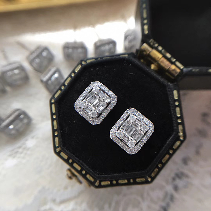 2023 Sparkling Stud Earrings Luxury Jewelry 925 Sterling Silver T Princess Cut White Topaz CZ Diamond Gemstones Party Promise Women Wedding Earring Gi