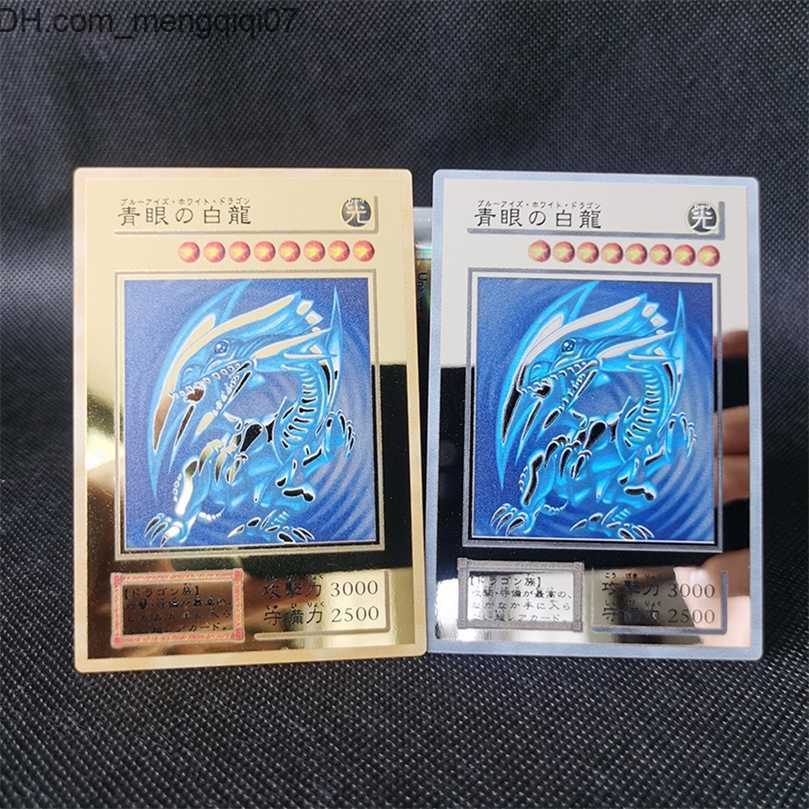 Card Games Yugioh Golden Metal Cards YuGiOh Alloy Collection Card Blue Eyes Dark Magicial Obelisk Slifer Ra Kids Christmas Birthday Gift 220808 Z23070