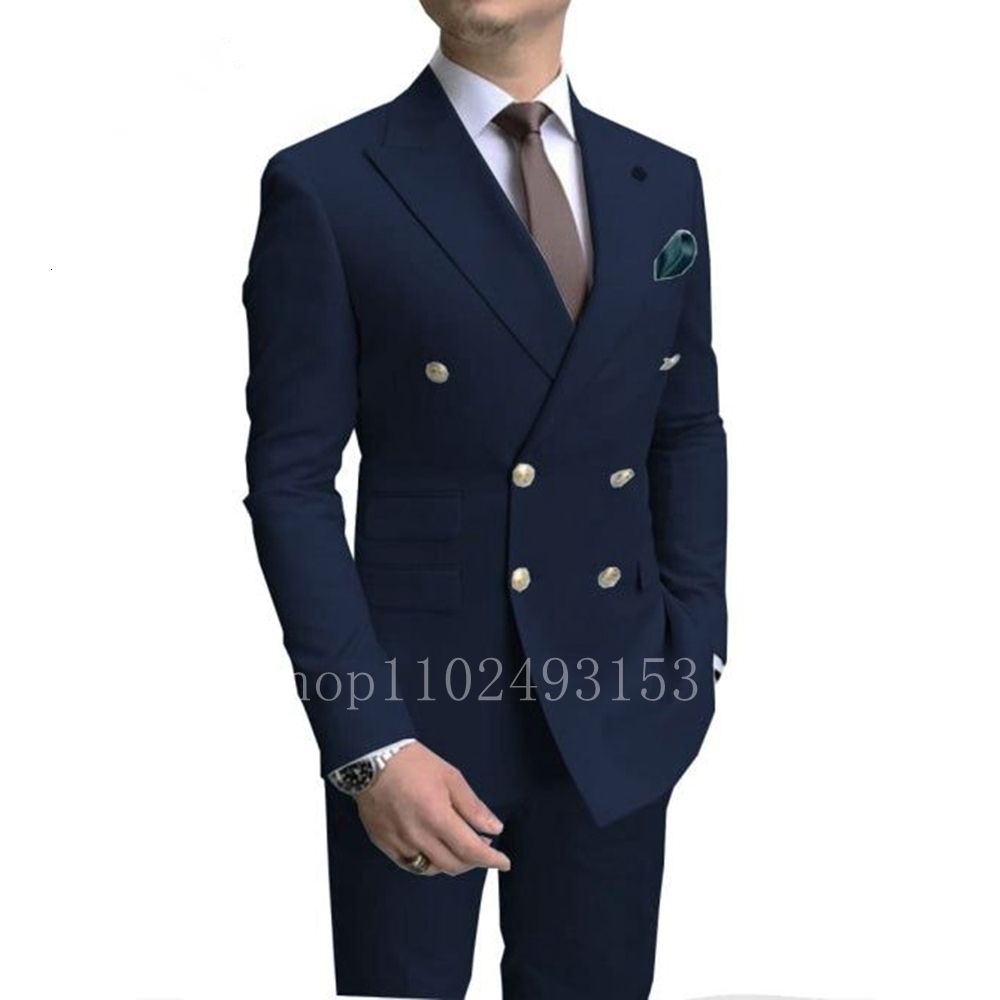 Men's Suits Blazers Fashion White Male Slim Fit 2 Pieces Double Breasted Elegant Formal Men Wedding Set Costume Homme 230630