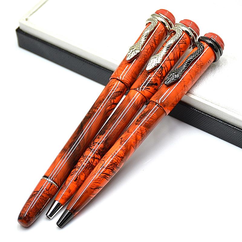 New Limited Edition Heritage Collection 1912 Rollerball Pen Orange And Black Unique Design Snake Clip Ballpoint Pen Office Writing