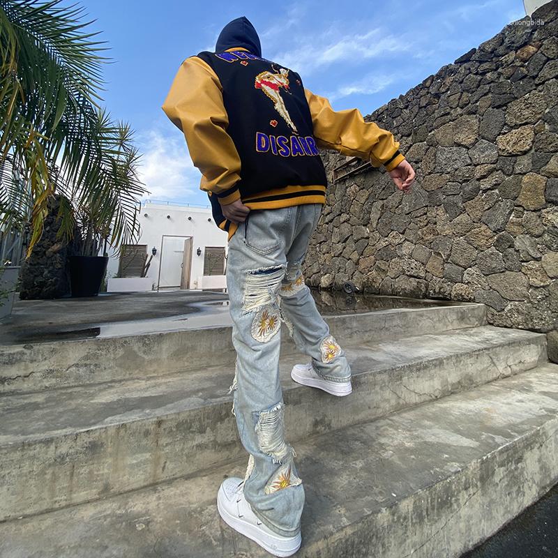 Men's Jeans Hiphop Men's Fashion Brand Ins Niche Sweet Cool Embroidery Patch Couple