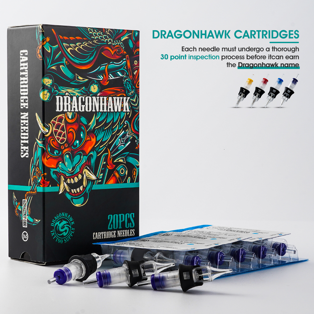 Tattoo Needles Dragonhawk Tattoo Needle Cartridge RL Disposable Sterilized Safety with Silicone Case for Permanent Makeup Tattoo Supplies 230701