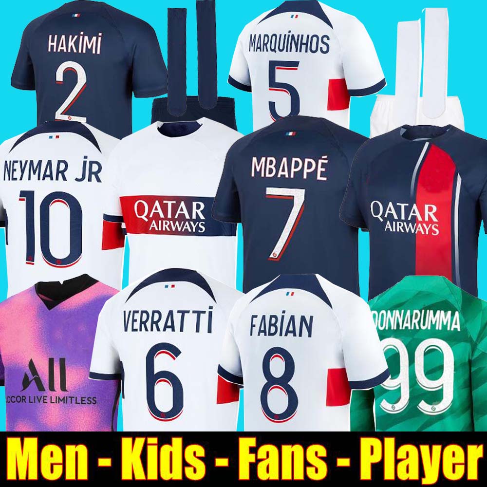 2023 2024 soccer jerseys maillot de foot MBAPPE HAKIMI MARQUINHOS VERRATTI football shirt 23 24 SERGIO RAMOS psgs hommes enfants kids KIT fourth KIMPEMBE FABIAN, 23/24 gk aldult