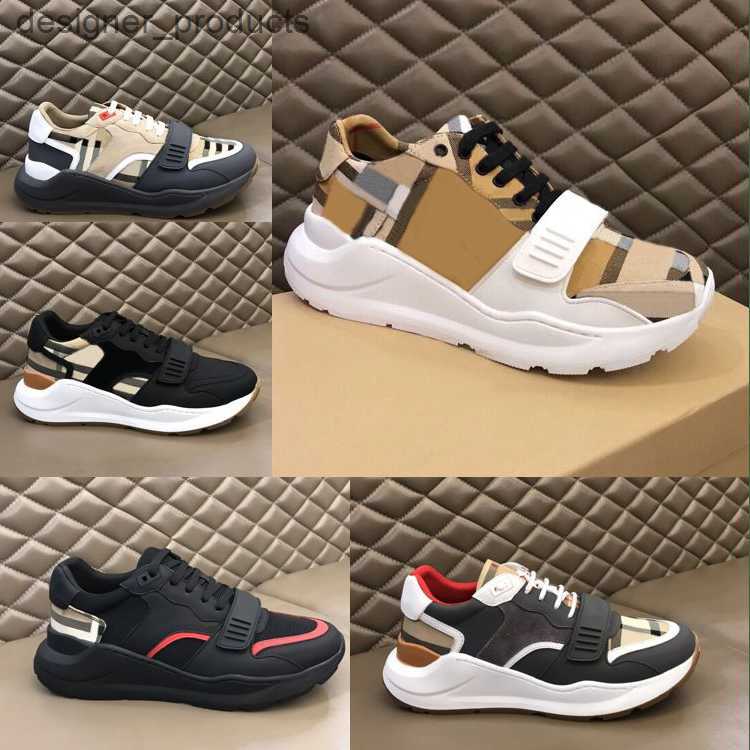 2023 casual luxury striped shoes designer thick bottom sneakers men vintage fashion sneaker platform trainer brand classic outdoor sea burberries burberrys2 GPW7