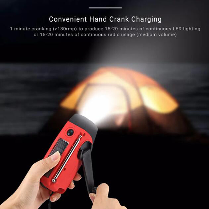 AM/FM/WB Solar Radio Emergency Solar Hand Crank Powerful 3 LED Flashlight Electric Torch Dynamo Bright Lighting Lamp