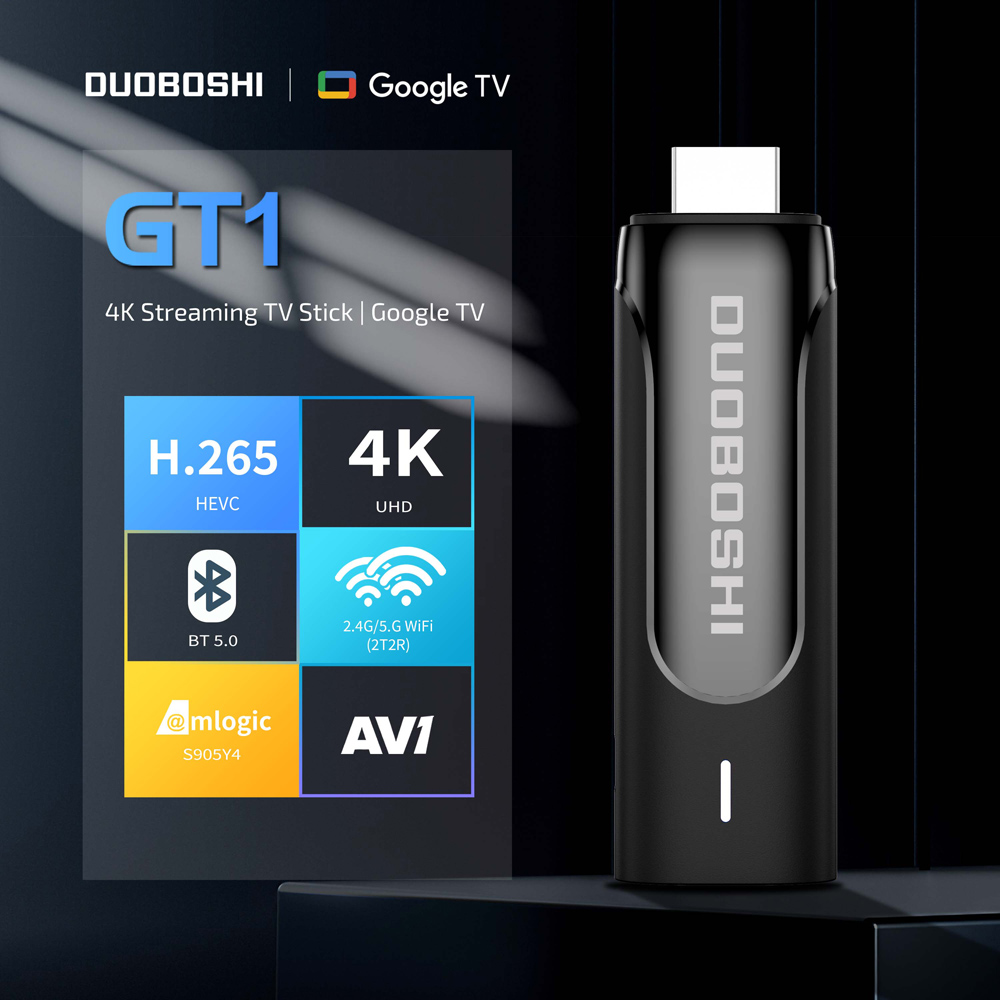 DUOBAOSHI GT1 4K HD Streaming Media Player TV Stick S905Y4 2G 8G WIFI Google Certified BT Remote Smart Android TV Fire Stick
