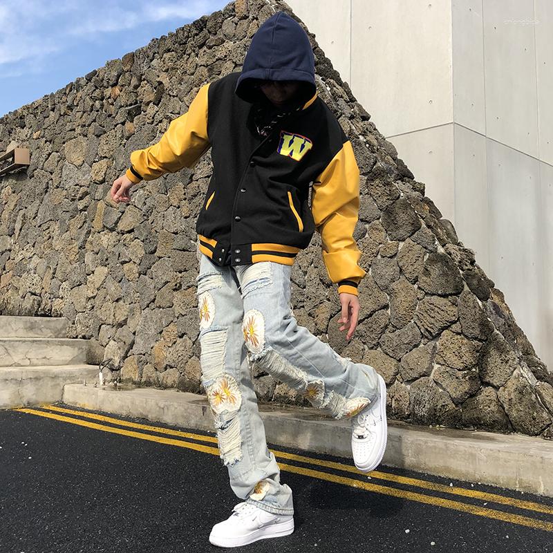 Men's Jeans Hiphop Men's Fashion Brand Ins Niche Sweet Cool Embroidery Patch Couple