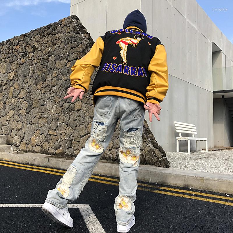 Men's Jeans Hiphop Men's Fashion Brand Ins Niche Sweet Cool Embroidery Patch Couple