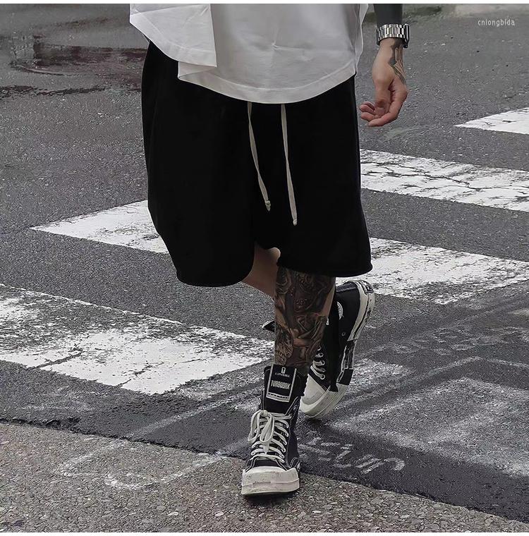 Mens Shorts Summer Black Mens Low Drop Crotch Cotton Short Pants Sarrouel Wide Leg Sports Casual Men Knee Length