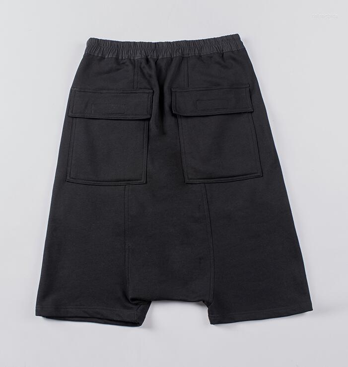 Mens Shorts Summer Black Mens Low Drop Crotch Cotton Short Pants Sarrouel Wide Leg Sports Casual Men Knee Length
