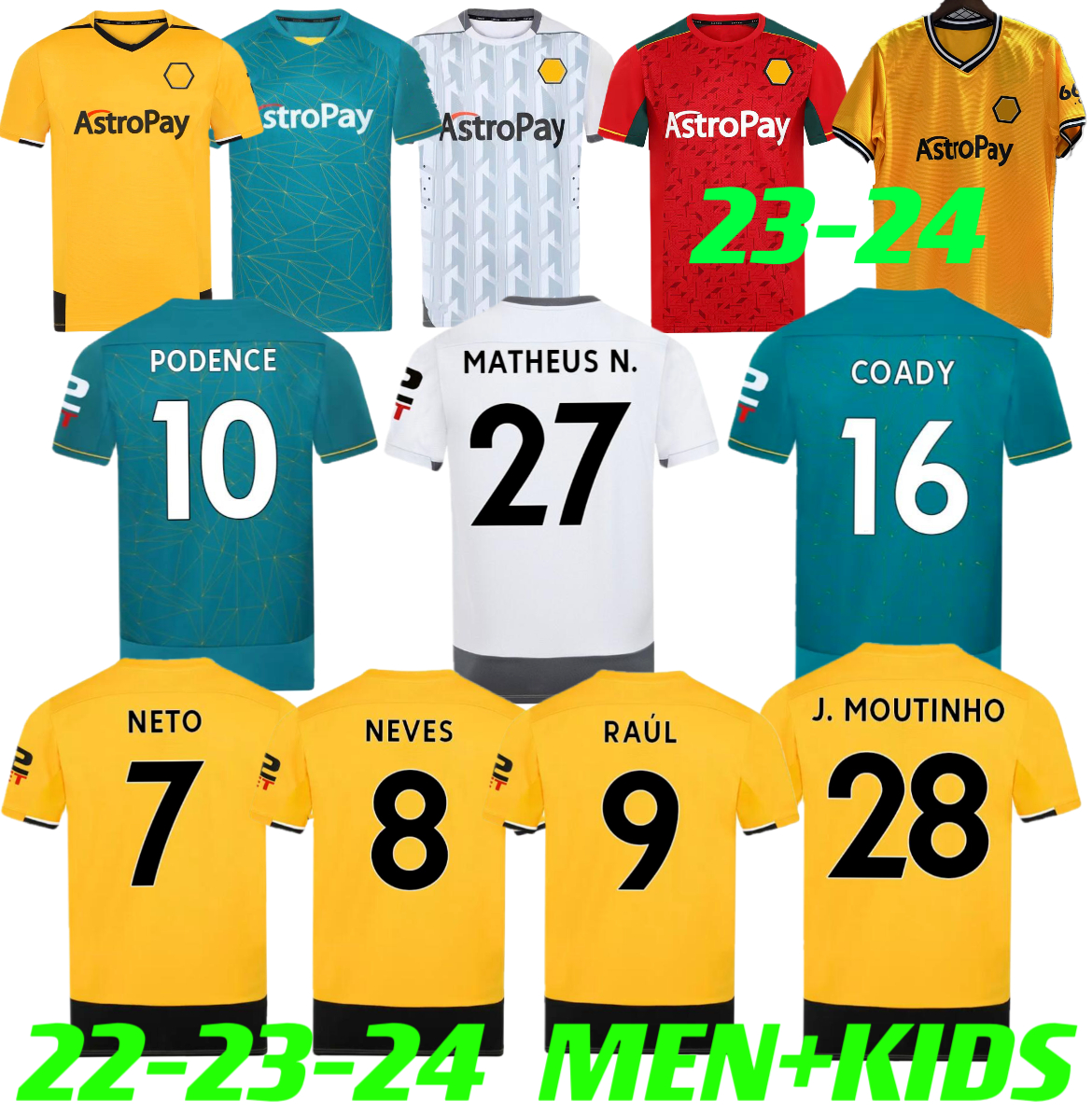 22 23 24 SARABIA Wolves Soccer Jerseys RAUL MATHEUS NETO NEVES TRAORE 22 2023 2024 Wanderers PODENCE LEMINA HEE CHAN Wolverhampton Football Shirts Men Kit Kids, 22-23 away+patch
22 23 24 SARABIA Wolves Soccer Jerseys RAUL MATHEUS NETO NEVES TRAORE 22 2023 2024 Wanderers PODENCE LEMINA HEE CHAN Wolverhampton Football Shirts Men Kit Kids, 22-23 away+patch