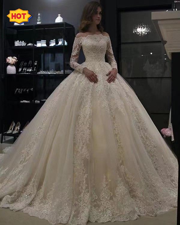 White 2023 Princess Wedding Lace Appliques Vintage Transparent Long Sleeves Bridal Dress Ball Robe Mariage Dresses Elegant Summer Beach Boho Bride Gow
