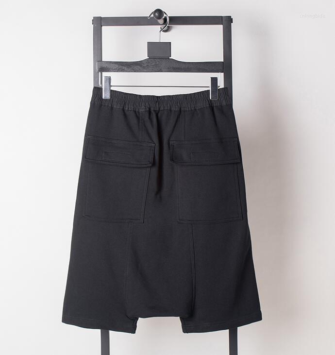 Mens Shorts Summer Black Mens Low Drop Crotch Cotton Short Pants Sarrouel Wide Leg Sports Casual Men Knee Length