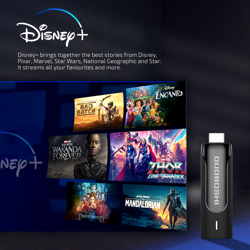 DUOBAOSHI GT1 4K HD Streaming Media Player TV Stick S905Y4 2G 8G WIFI Google Certified BT Remote Smart Android TV Fire Stick