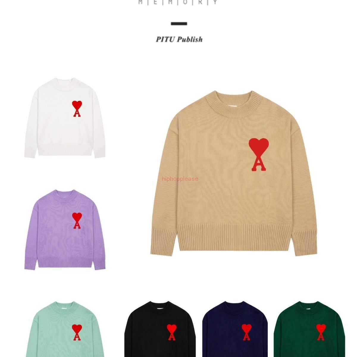 Ami Designer Fashion Clothing Sweaters Ami Love Sweater Round Neck Red Embroidery a Casual Couple Relaxed Men' Women' High End Fashion Brand Knitwear Jacket, Shipping fee
Ami Designer Fashion Clothing Sweaters Ami Love Sweater Round Neck Red Embroidery a Casual Couple Relaxed Men' Women' High End Fashion Brand Knitwear Jacket, Shipping fee