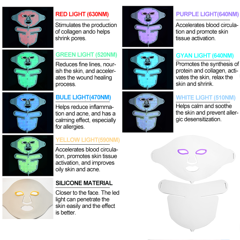 Face Care Devices Korean Led Mask Light Therapy Acne Whitening and Skin Rejuvenation Beauty 7 Colors Electric Silicone Face 230701
