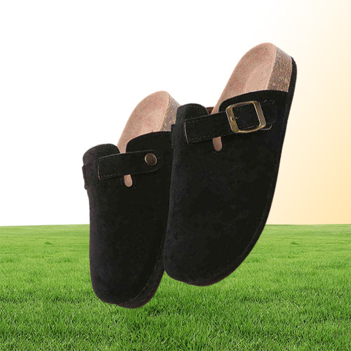 Women Causal Faux Suede Slippers Wedges Heel Cork Mules Platform Non Slip Sole Buckle Outdoor Home Shoes Ladies Trendy G