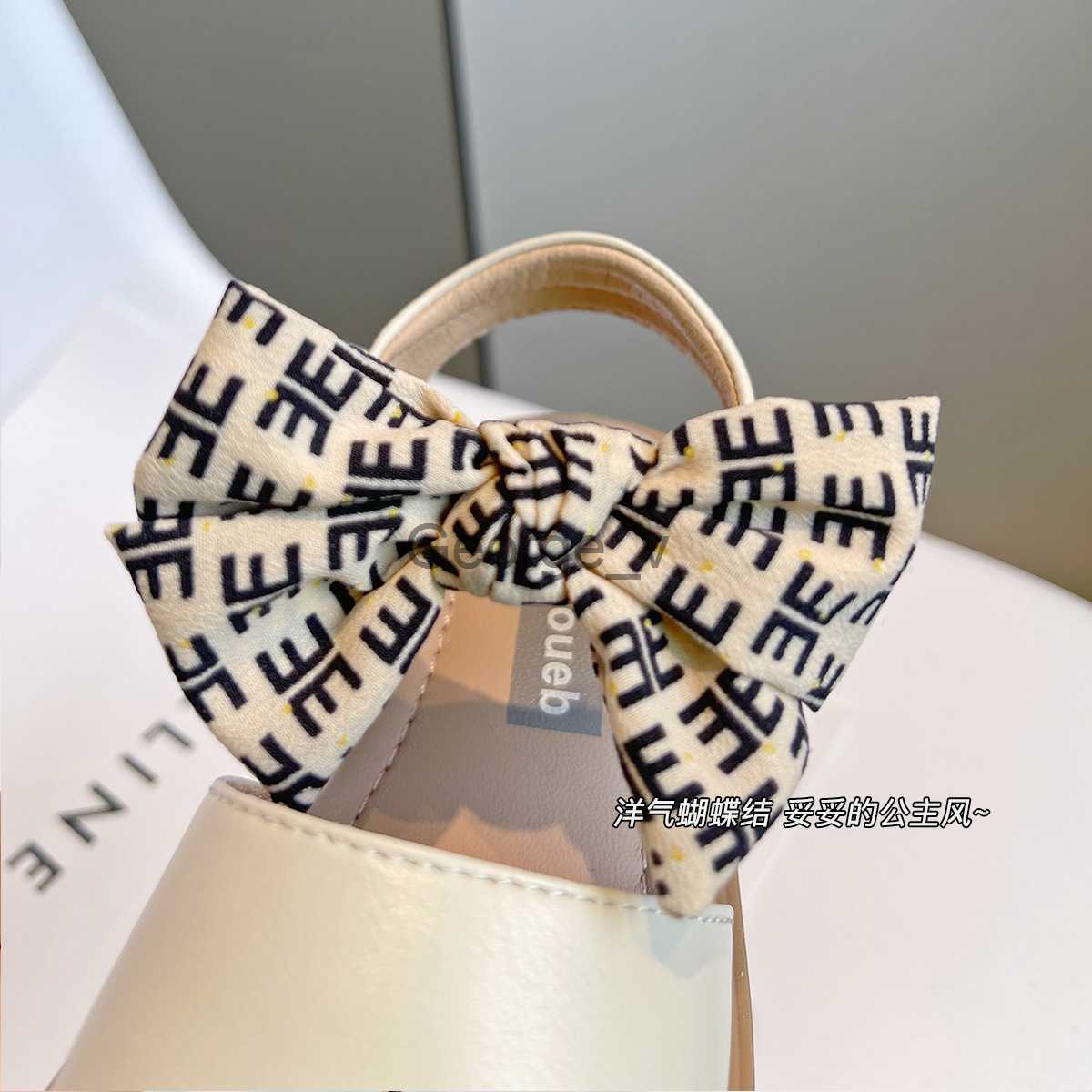 Sandals Shoe for Kids Girls 2023 Summer New Solid Sandals Breathable Bow Princess Shoe Children Non Slip Beach Shoe J230703