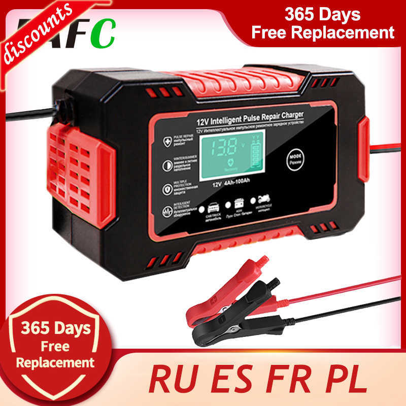 New EAFC Full Automatic Car 12V Digital Display Battery Charger Power Puls Repair Chargers Wet Dry Lead Acid