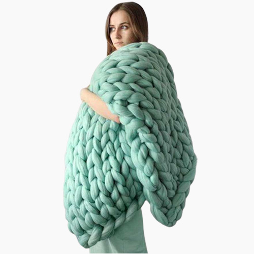 chunky wool blanket thick large yarn roving knitted winter warm throw sofa bed blankets6506355