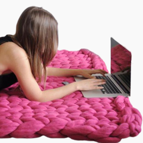 chunky wool blanket thick large yarn roving knitted winter warm throw sofa bed blankets6506355