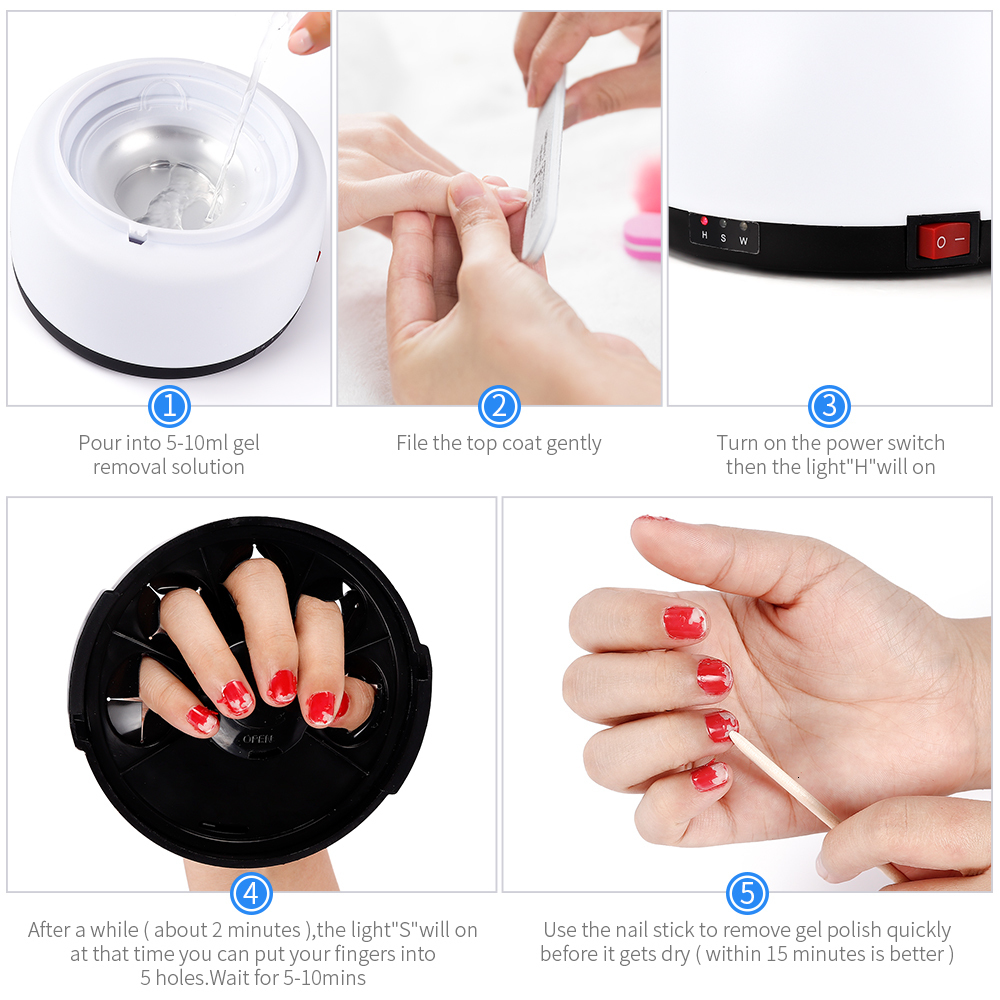 Nail Treatments Steam Polish Removal Machine UV Gel Remover Steamer Heating Acetone Soak Remove 230703