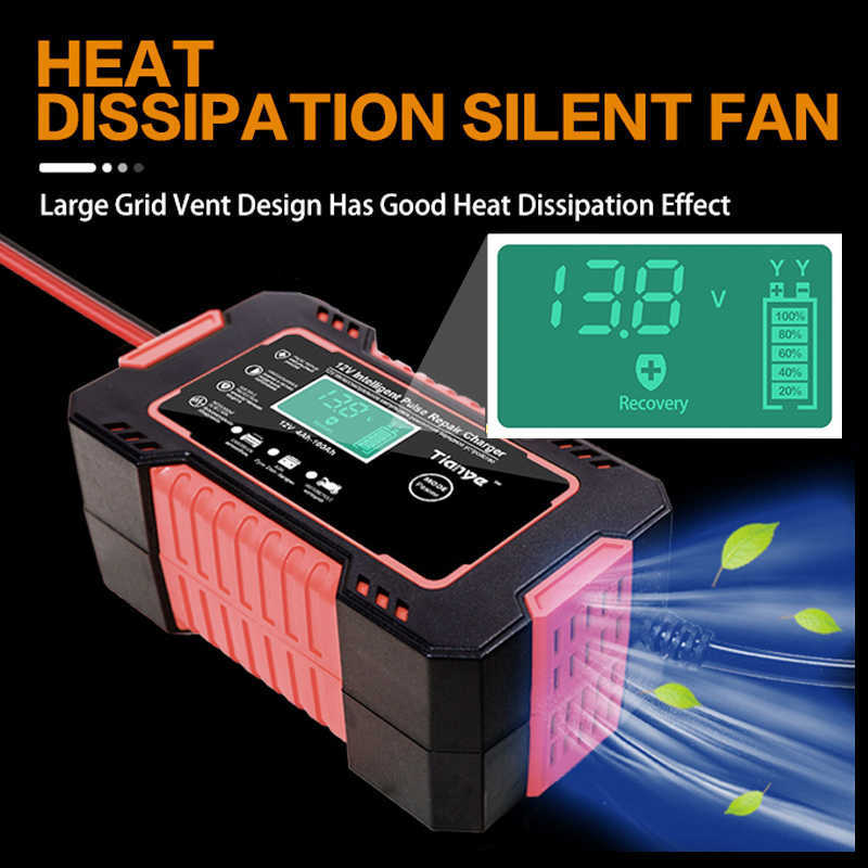 New EAFC Full Automatic Car 12V Digital Display Battery Charger Power Puls Repair Chargers Wet Dry Lead Acid