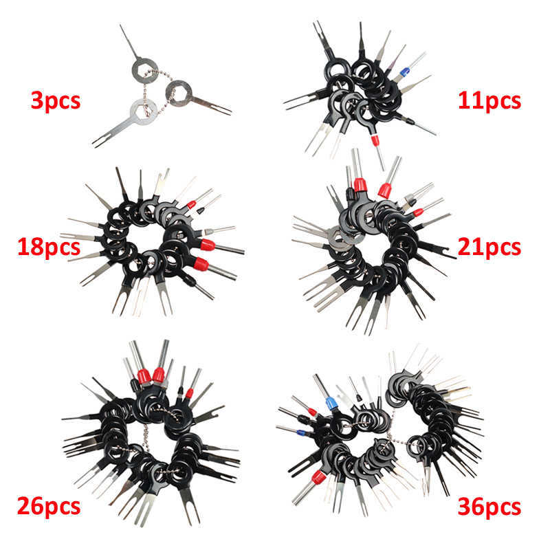 New 11/18/26Pcs Car Terminal Removal Repair Tools Electrical Wiring Crimp Connector Pin Extractor Kit Keys Automotive Plug Pullers