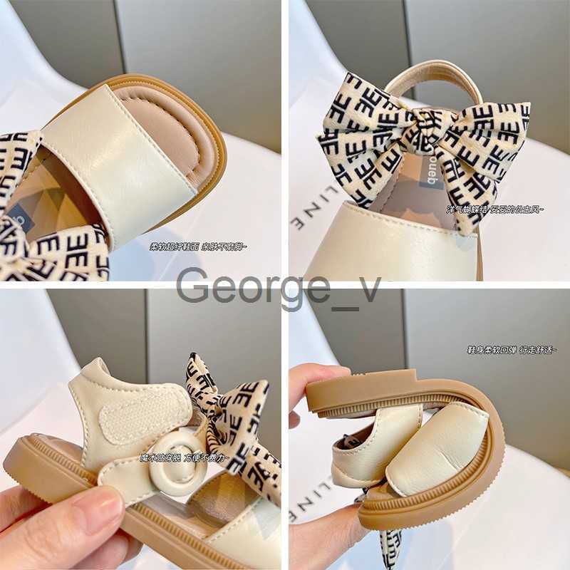 Sandals Shoe for Kids Girls 2023 Summer New Solid Sandals Breathable Bow Princess Shoe Children Non Slip Beach Shoe J230703