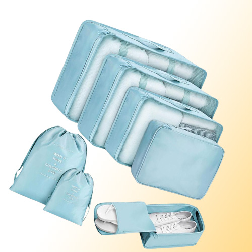 8pcs Travel Home Clothes Quilt Blanket Storage Bag Set Shoes Partition Tidy Organizer Wardrobe Suitcase Pouch Packing Cube Bags1337431