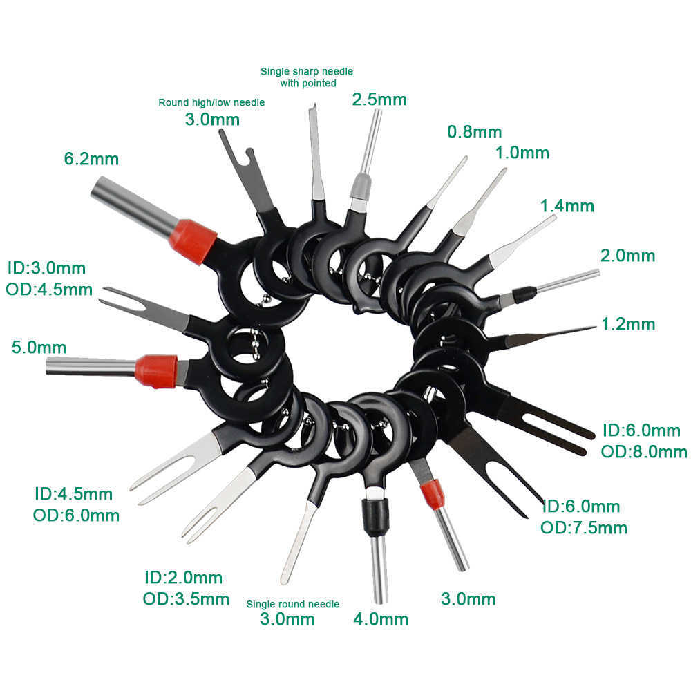 New 11/18/26Pcs Car Terminal Removal Repair Tools Electrical Wiring Crimp Connector Pin Extractor Kit Keys Automotive Plug Pullers