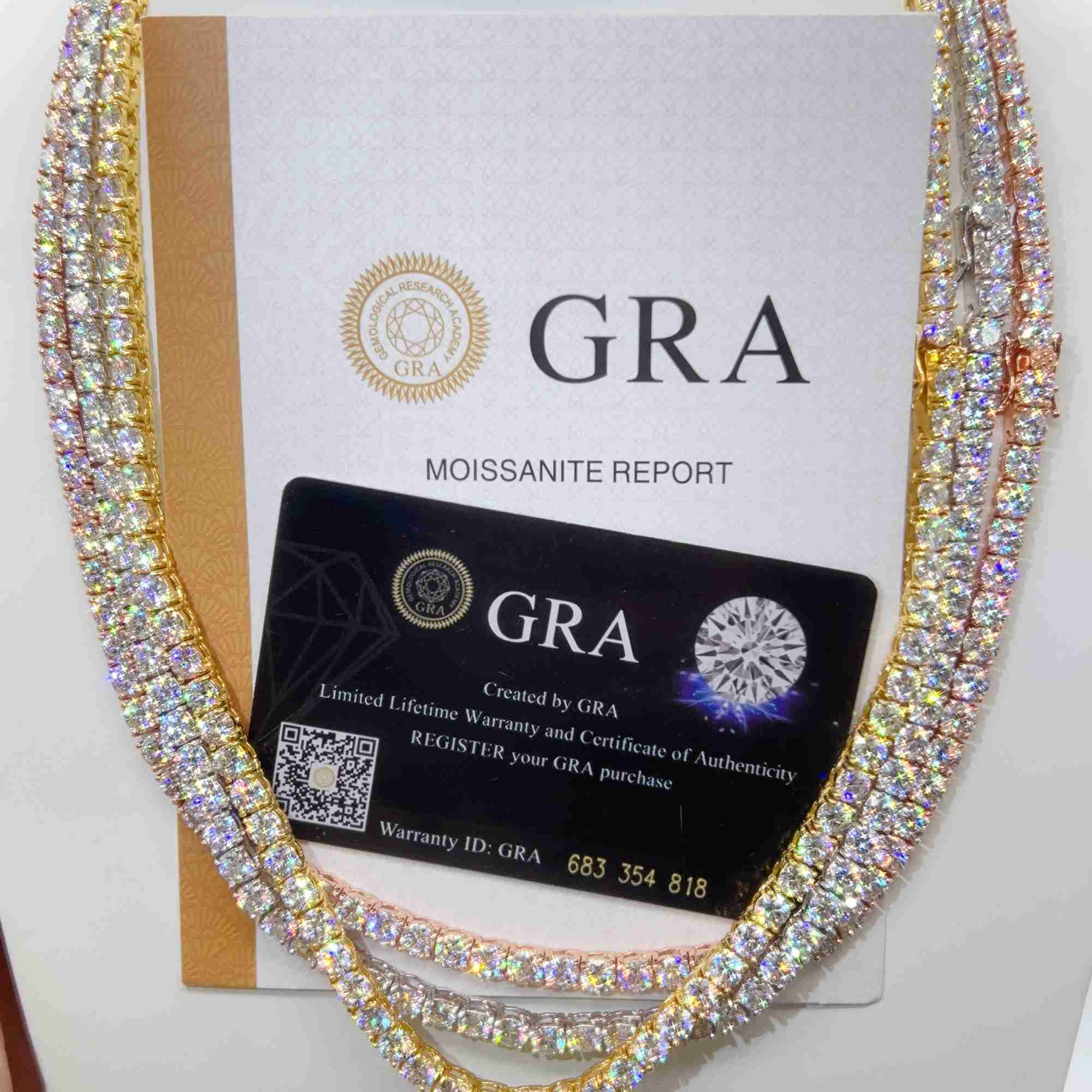 Good Price Gra Certified Vvs Moissanite 925 Sterling Silver Solid Gold Tennis Chain