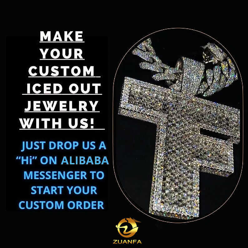 Custom Luxury 3 Width Hip Hop Iced Out Fine Jewelry Micro Pave d Color Vvs Baguette Moissanite Diamond Letter Pendant Necklace