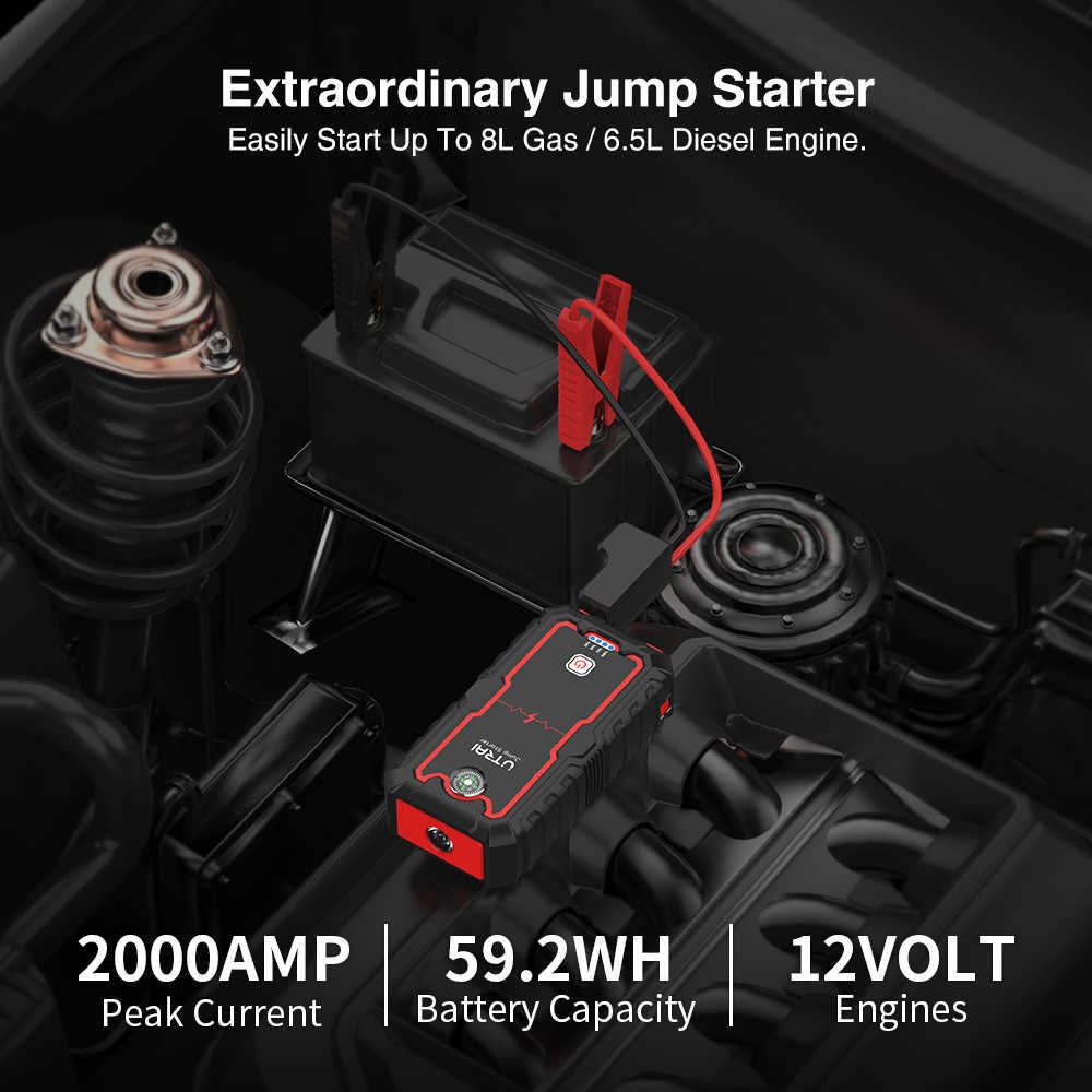 New UTRAI Power Bank 2000A Jump Portable Charger Booster 12V Auto Starting Device Emergency Car Battery Starter