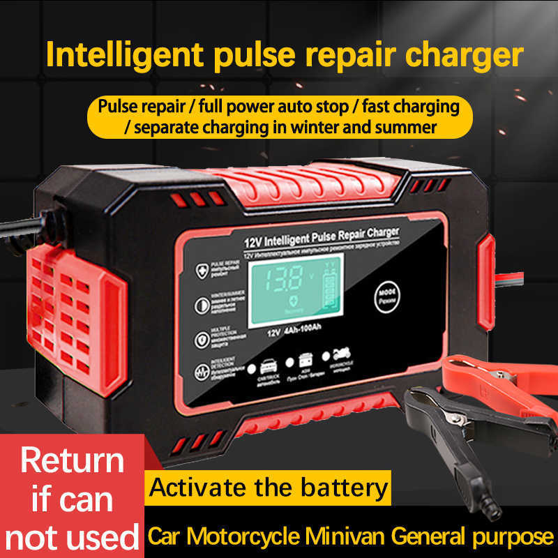 New EAFC Full Automatic Car 12V Digital Display Battery Charger Power Puls Repair Chargers Wet Dry Lead Acid