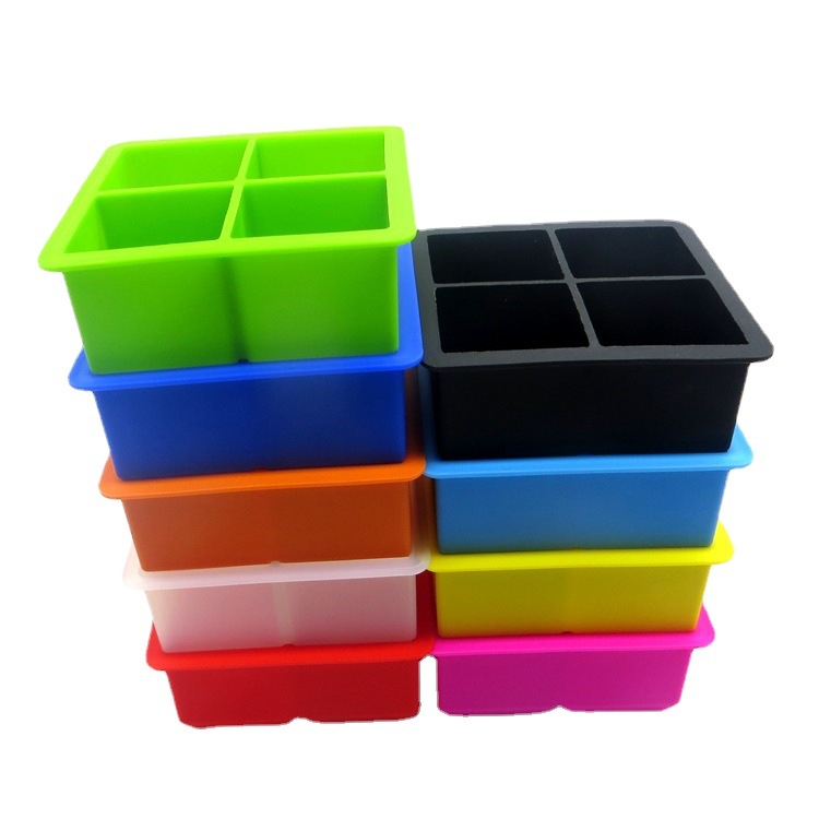 Bar Tools Silicone Ice Square Moulds Dust Proof Cover Ice Tray Large Capacity Square Ice Cube Mold Mix Colors