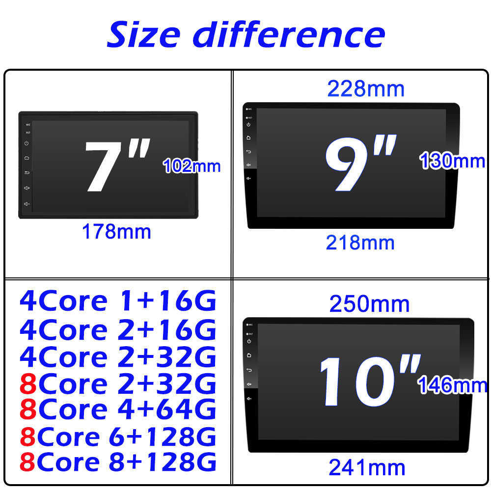 New Car Radio 2 din 7 9 10 Android Multimedia Player GPS WIFI Auto CarPlay For Toyota Hyundai Kia Nissan Honda Lada Ford