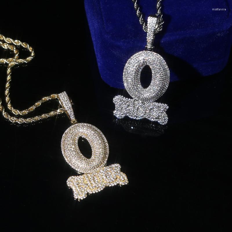 Chains Iced Out Letter O Block Pendant Bling Cubic Zirconia Micro Pave Cz Paved Hip Hop Men Boy Rope Chain Jewelry