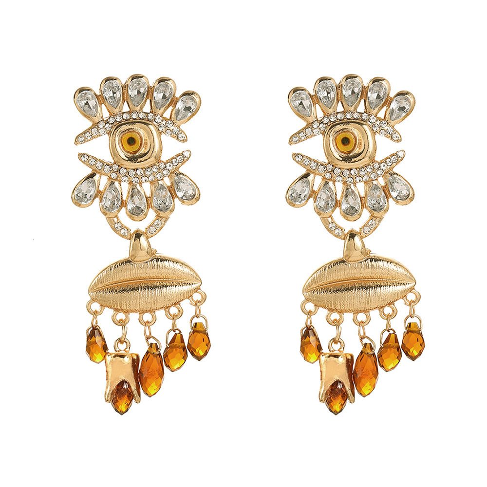Dangle Chandelier 2023 Devil s Eye Crystal Earrings Retro Ethic Style Long Wholesale 230703