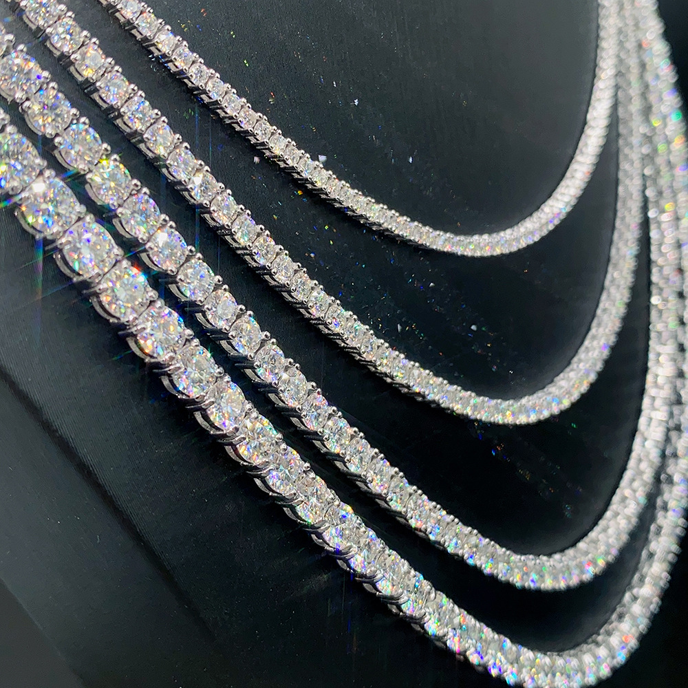 Necklace Tennis Chain moissanite chain bracelet Pass diamond tester Iced Out Bling Moissanite Diamond Hip Hop Jewelry 925 Silver tennis Chain