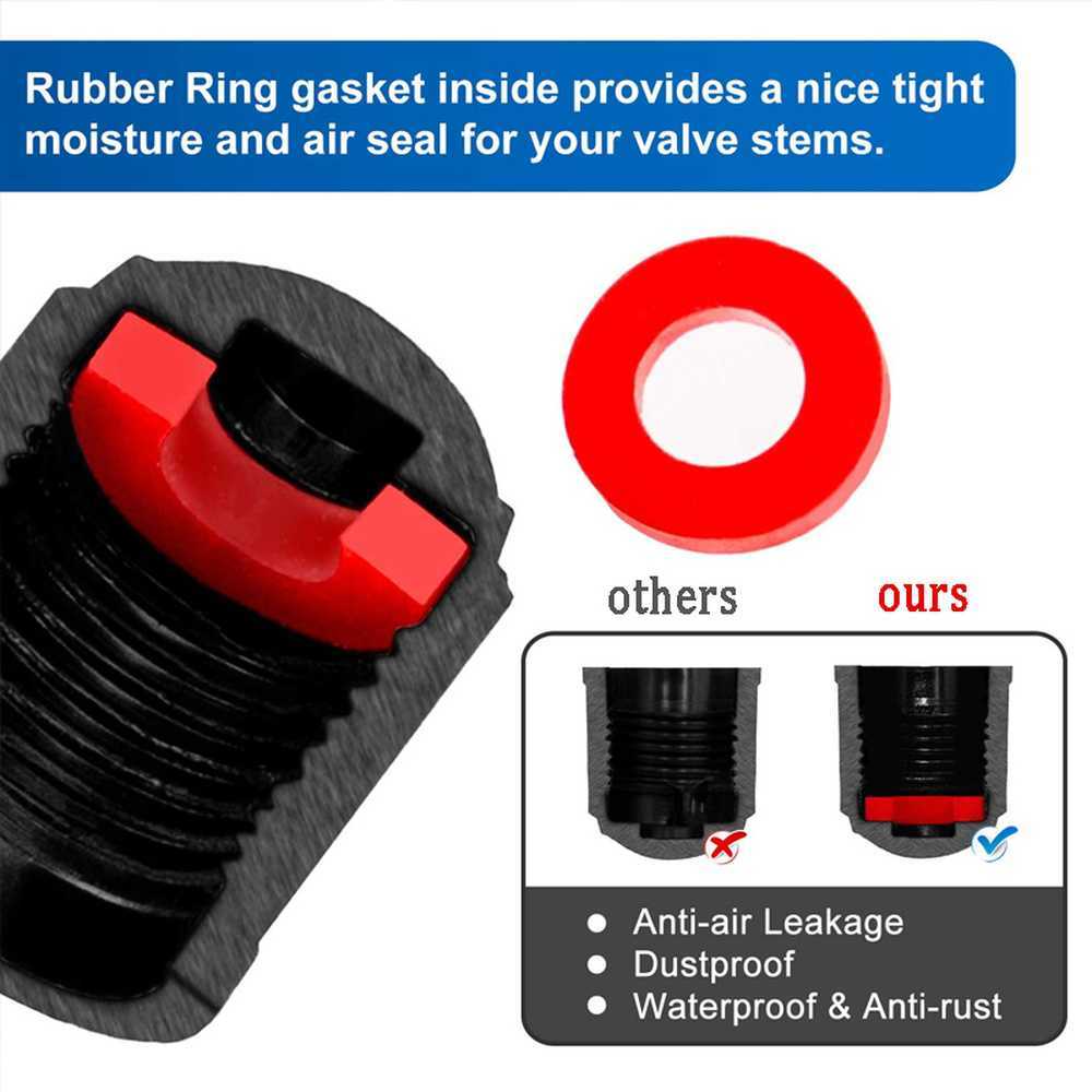New AUTCOAT Tire Vae Caps with O Rubber Ring Universal Stem Covers for Cars SUVs Bike and Bicycle Trucks Motorcycles