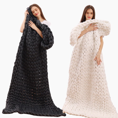chunky wool blanket thick large yarn roving knitted winter warm throw sofa bed blankets6506355