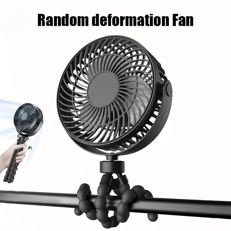1pc Portable Stroller Fan Handheld USB Electric Fan Powered Small Folding Rechargeable Fan Mini Silent Table Outdoor Cooler Octopus Fan