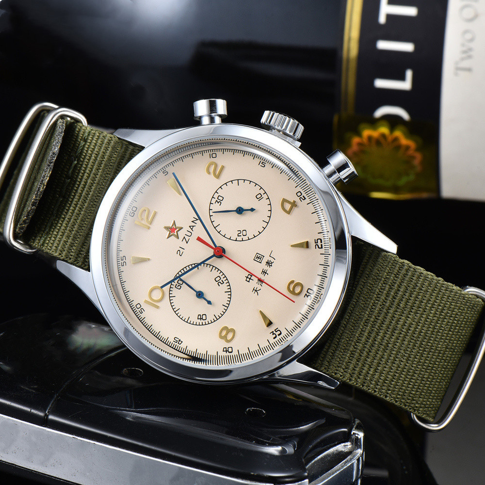 Pilot Retro Mens Watch Chronograph Vintage Casual Military Calendar Waterproof Diving Sports Quartz Designer Movement Watches High Quality Montre