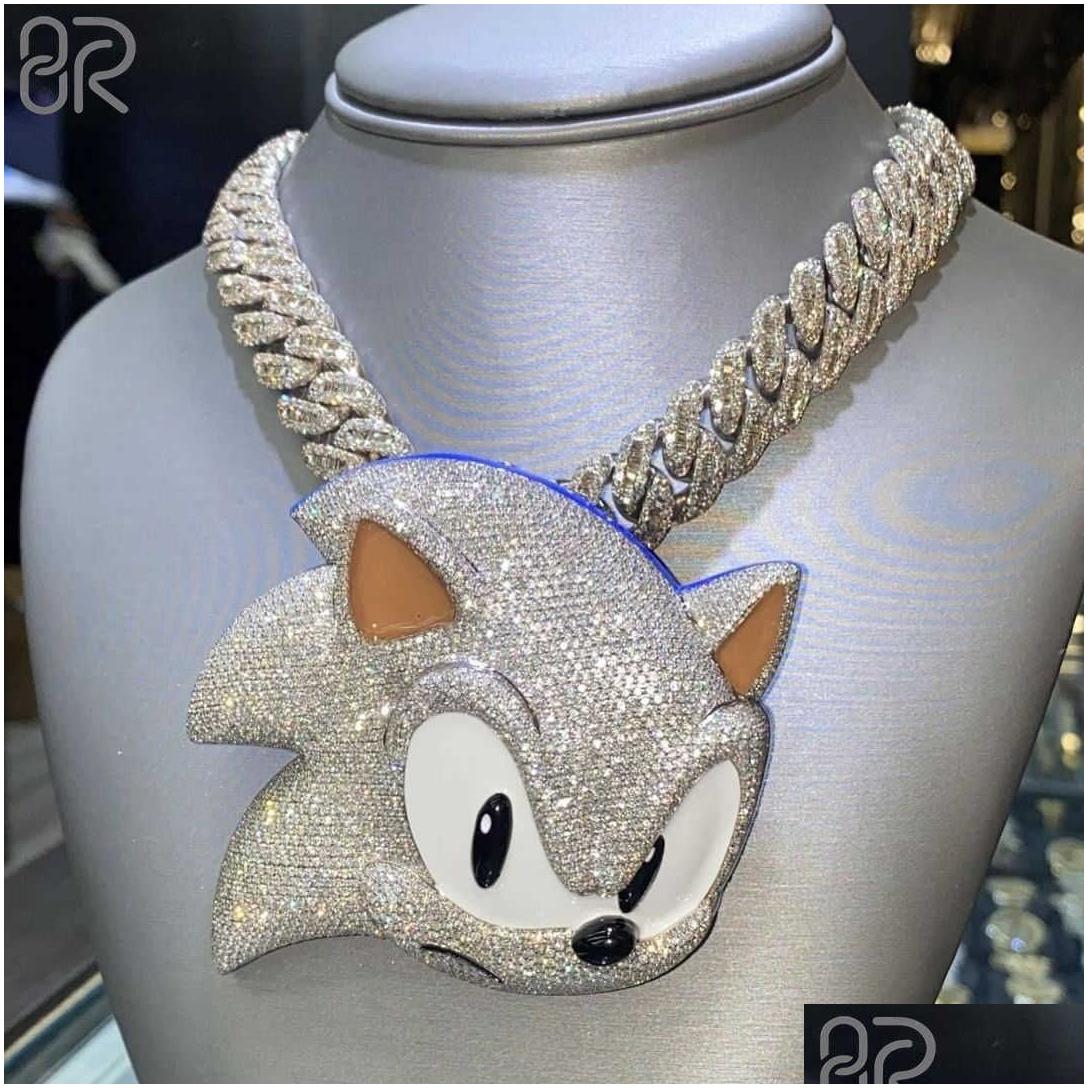 Cuban chain Pendant Necklaces Factory Initial Iced Out Jewelry Gold Plated Vvs Moissanite Dias Cuban Chain 3D Custom Name Hip Hop Letter Dro Dhw7O