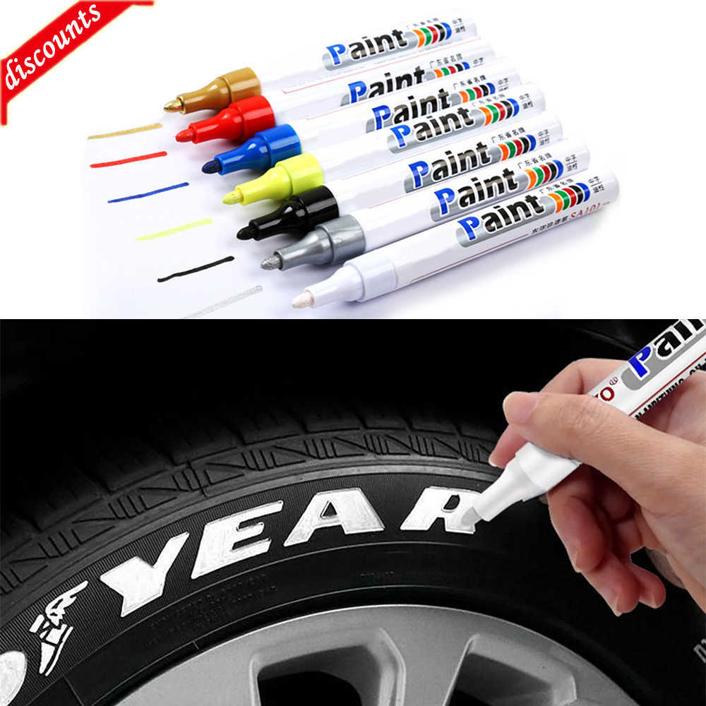 New 1pcs White Waterproof Cars Wheel Tire Oily Mark Auto Rubber Tyre Pen CD Metal Permanent Paint Marker Graffiti Touch Up