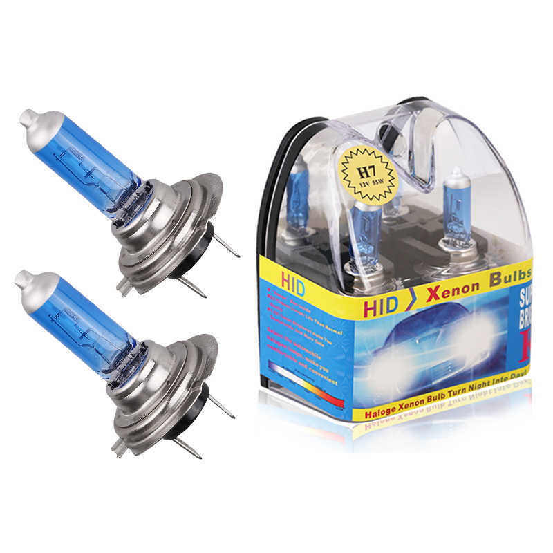 New 2pcs 6000k Super Bright White H7 12V h7 55w 100w Halogen Lamp Car HeadLight Replacement Bulb
