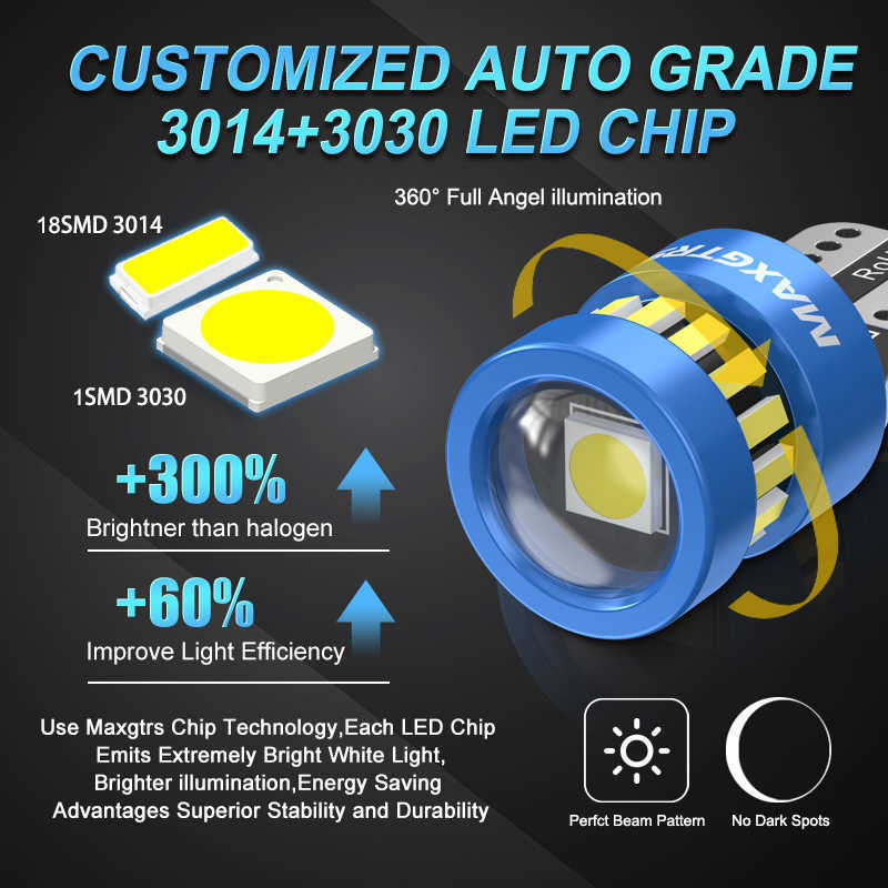 New 2x W5W T10 LED CANBUS No Error 5W5 12V 5W 750Lm Super Bright Car Interior Side Light 194 3030 SMD Auto Bulb White Amber Red