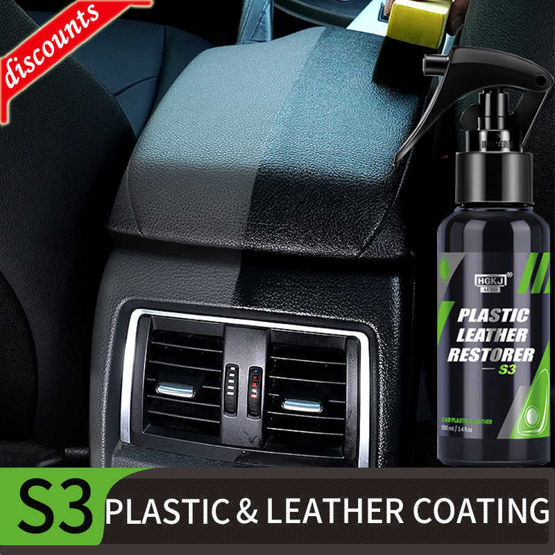 New Restorer Polish Leather Cleaner Spray Back To Black Gloss Hgkj S3 50ml Interior Plastic Renovator Car Accessories