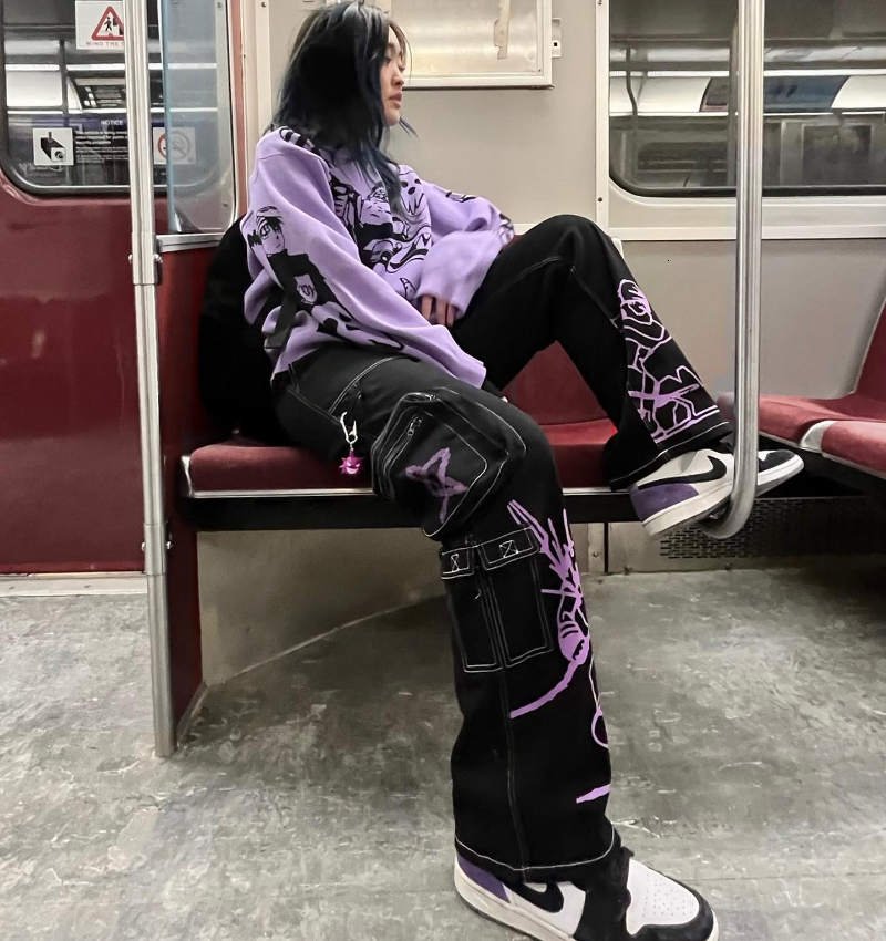 Women s Jeans Y2K cargo pant 2023 ins fashion Harajuku trend jeans models printed casual streetwear hip hop black 230701
